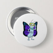 Botervlieg met Goggles Ronde Button 7,6 Cm (Voorkant /achterkant)