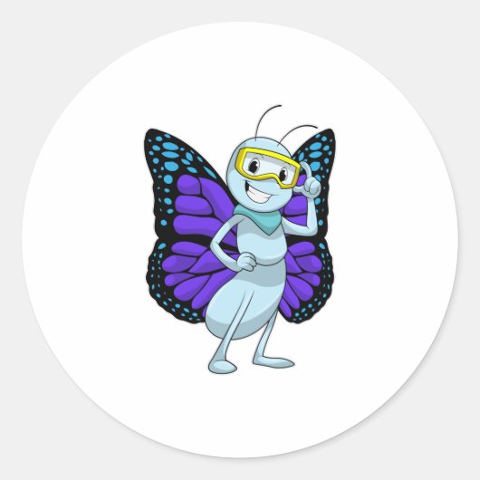 Botervlieg met Goggles Ronde Sticker (Voorkant)