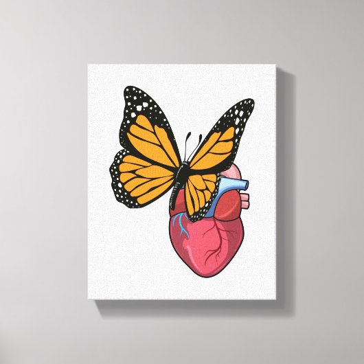 Botervlieg met hart canvas afdruk (Voorkant)
