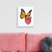 Botervlieg met hart canvas afdruk (Insitu (Woonkamer))