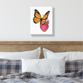 Botervlieg met hart canvas afdruk (Insitu (Slaapkamer))