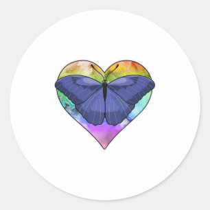 Botervlieg met hart ronde sticker