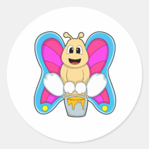 Botervlieg met honing ronde sticker