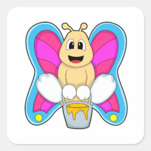 Botervlieg met honing vierkante sticker