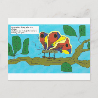 Botervlieg met humoristische commentaren op relati briefkaart