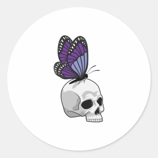 Botervlieg met schedel ronde sticker (Voorkant)