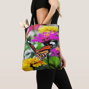 Botervlieg op bloemen draagtas
