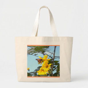 Botervlieg op de Canvas tas van zonnebloemen