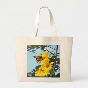 Botervlieg op de Canvas tas van zonnebloemen