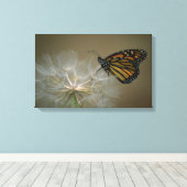 Botervlieg op de dandelion canvas afdruk (Insitu (Houten vloer))