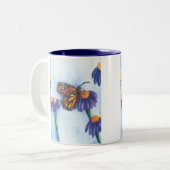 Botervlieg op de Mok van de Bloemen 11oz (Wit/Navy (Voorkant links)