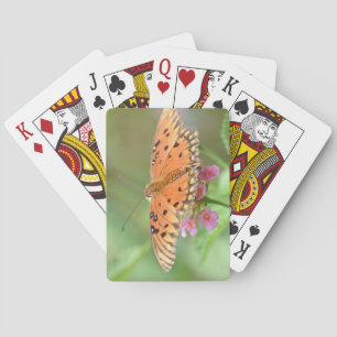 Botervlieg op een bloem in een lokaal park pokerkaarten