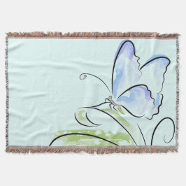 Botervlieg op gras over bloemveld deken