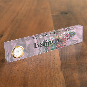 Botervlieg op Paarse Chiffon Naambordje