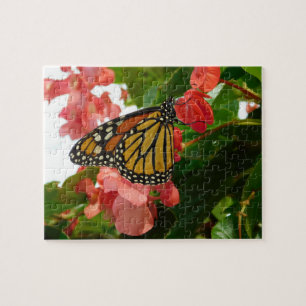 Botervlieg op Rode Bloemen Jigzaag Puzzle Legpuzzel