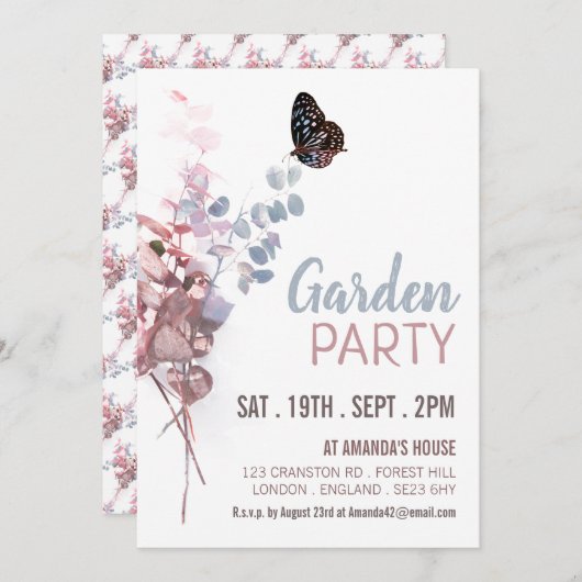 Botervliegbladeren, legante tuinpartij kaart (Voorkant / Achterkant)