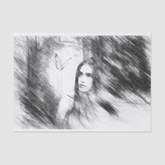 Botervliegdromen in houtskool tissuepapier (Voorkant)