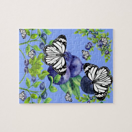 Botervliegen en Blauwe bosbessen Legpuzzel (Horizontaal)