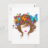 Botervliegen en bloemen briefkaart (Voorkant / Achterkant)