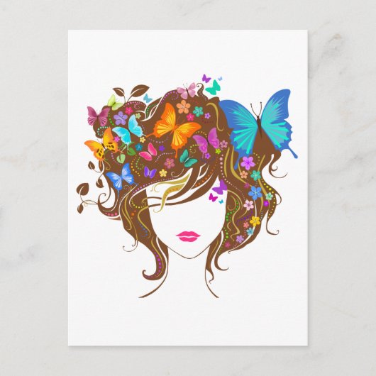 Botervliegen en bloemen briefkaart (Voorkant)