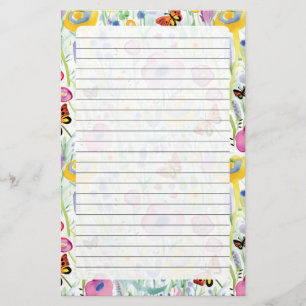 Botervliegen en bloemen briefpapier