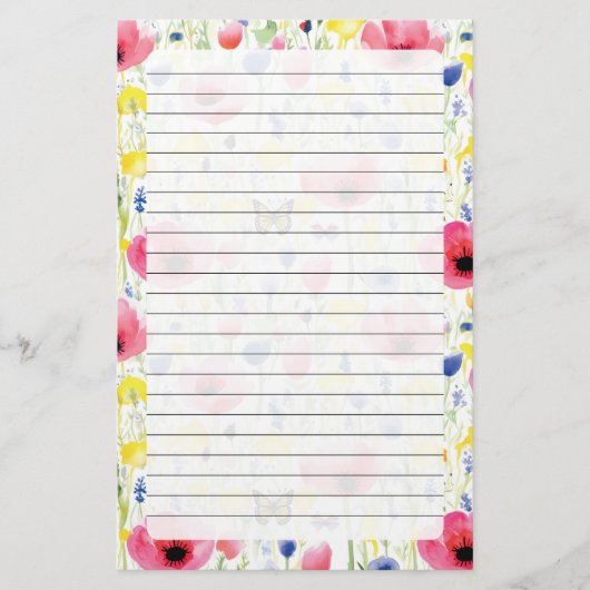 Botervliegen en bloemen briefpapier (Voorkant)