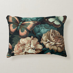 Botervliegen en bloemen, donkerklassiek ontwerp accent kussen