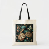 Botervliegen en bloemen, donkerklassiek ontwerp tote bag (Voorkant)