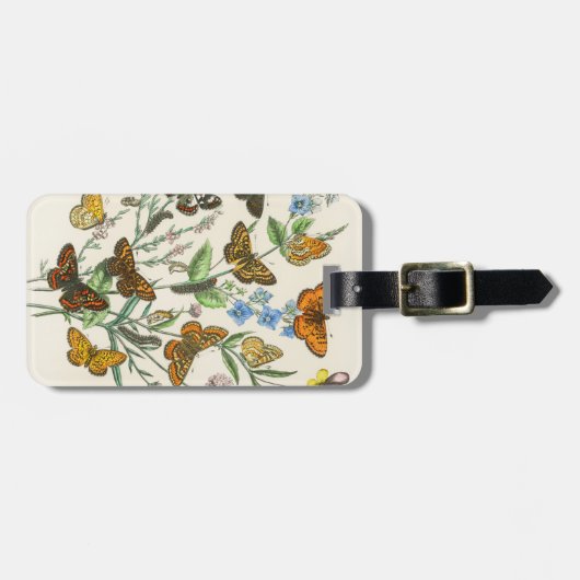 Botervliegen en bloemen Illustratie 1 Bagagelabel (Voorkant horizontaal)