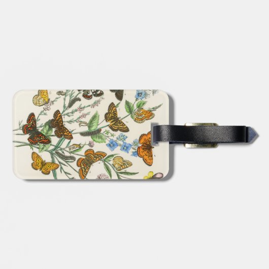 Botervliegen en bloemen Illustratie 1 Bagagelabel (Achterkant horizontaal)