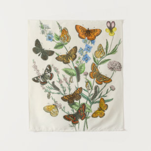 Botervliegen en bloemen Illustratie 1 Wandkleed