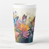 Botervliegen en bloemen latte mok (Voorkant)