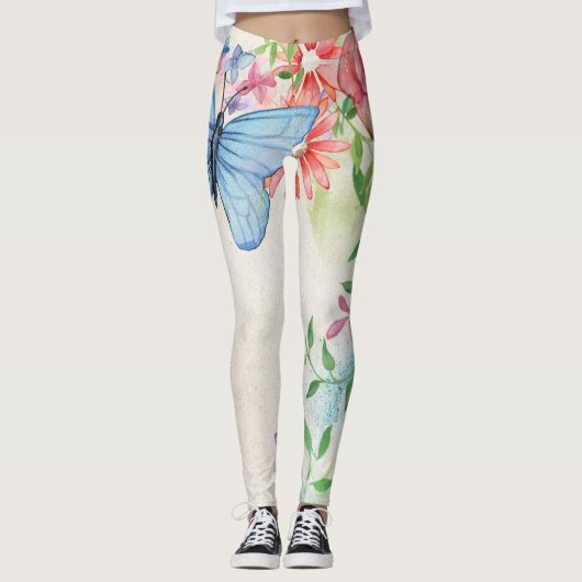 Botervliegen en bloemen leggings (Voorkant)