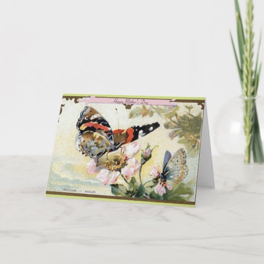 Botervliegen en bloemen  Moederdag Kaart (Voorkant)