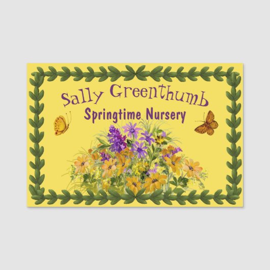 Botervliegen en bloemen naamplaatje (Voorkant)