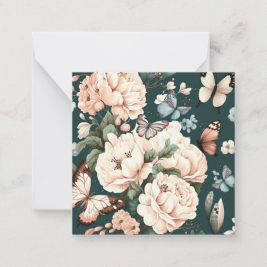 Botervliegen en bloemen notitiekaartje (Voorkant)