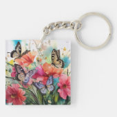 Botervliegen en bloemen sleutelhanger (Achterkant)