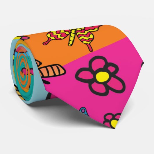 Botervliegen en bloemen stropdas (Opgerold)