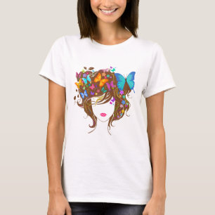 Botervliegen en bloemen t-shirt