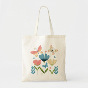 Botervliegen en bloemen tote bag