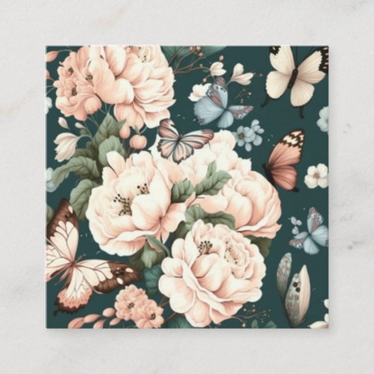 Botervliegen en bloemen vierkante visitekaartje (Voorkant)