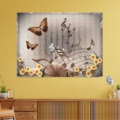 Botervliegen en Muzieknoten Canvas Afdruk (Insitu (Woonkamer))