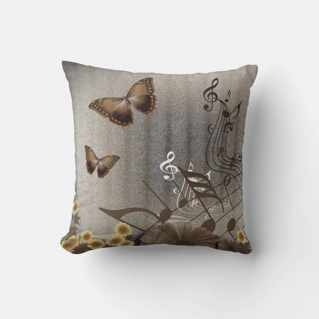 Botervliegen en Muzieknoten Kussen (Voorkant)