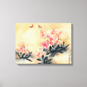 Botervliegen in de lente canvas afdruk