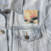 Botervliegen in de lente vierkante button 5,1 cm (In situ)