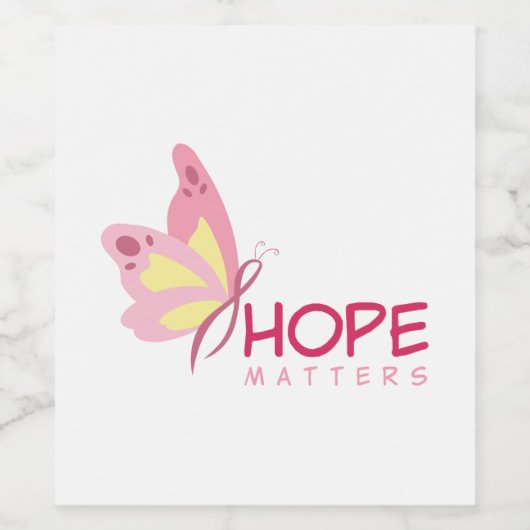 Botervliegen voor borstkanker wijn etiket (Enkel label)