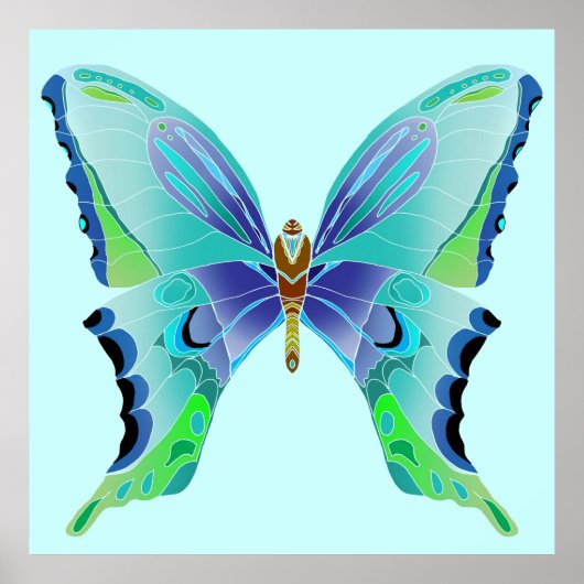 Botervliegenblauwvis Poster (Voorkant)