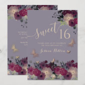 Botervliegenbloemtuin, zoet, zestien uitnodiging (Voorkant / Achterkant)