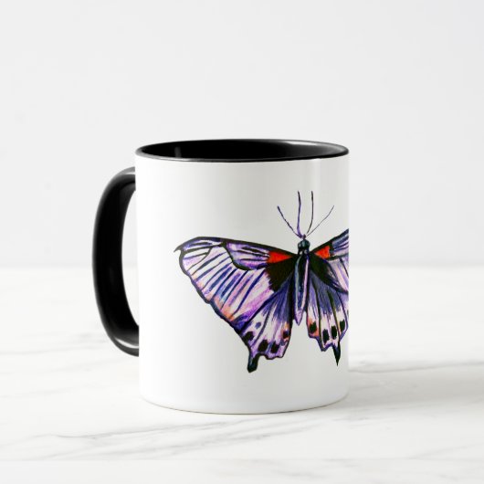 Botervliegenkunst waterverf mok (Voorkant links)