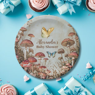 Botervliegenpaddenstoel Natuur Baby shower Papieren Bordje